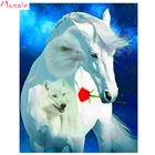 Алмазная 5D Вышивка сделай сам, художественная и Ремесленная картина из страз Белая лошадь, вышивка крестиком, Алмазная мозаика, Свадебный декор