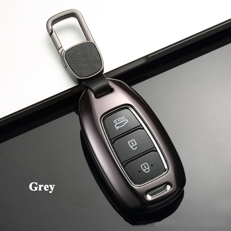 Grey 1 шт. SEEYULE Deluxe Чехол для автомобильного ключа, чехол для хранения, стильные автомобильные аксессуары для hyundai Kona Santa Fe Santafe - Название цвета: Grey
