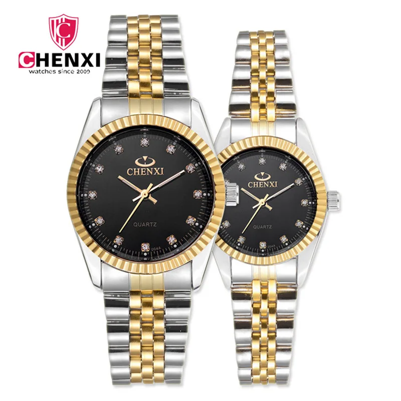 Luxury Brand CHENXI Men Women Watches Gold Rhinestone Lover's Couple Watch Golden Silver Casual Dress Business Wristwatch | Наручные