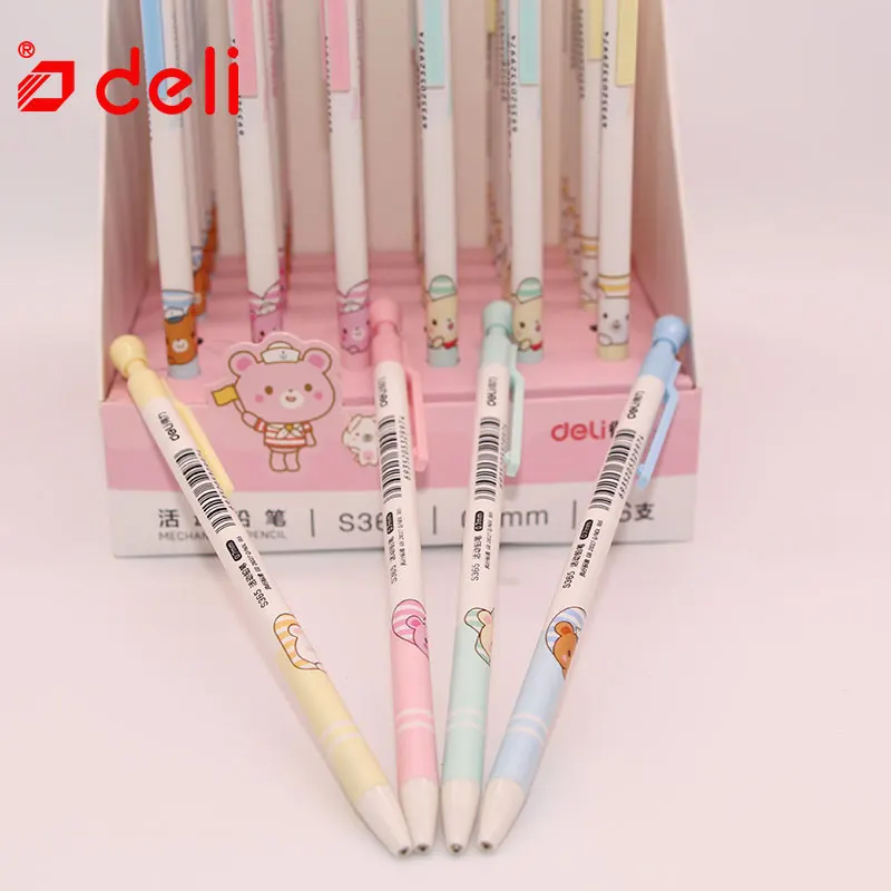 Deli, 4 шт., 0,7 мм, механический карандаш, милый, Kawaii, автоматический карандаш для студентов, канцелярские карандаши, школьные и офисные принадлежности