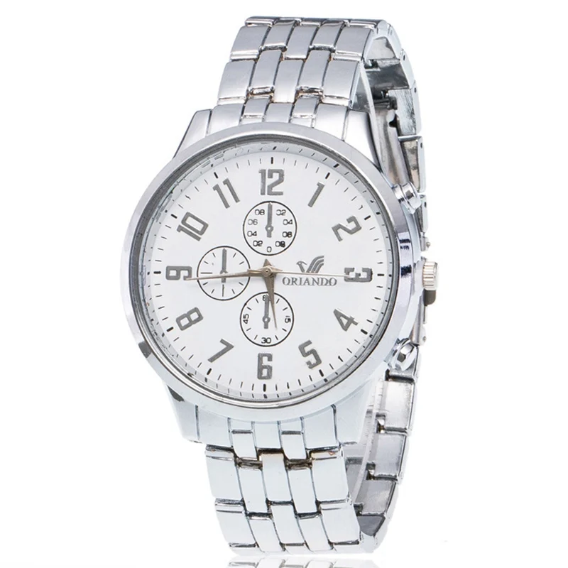 Часы наручные мужские кварцевые с ремешком из нержавеющей стали модные