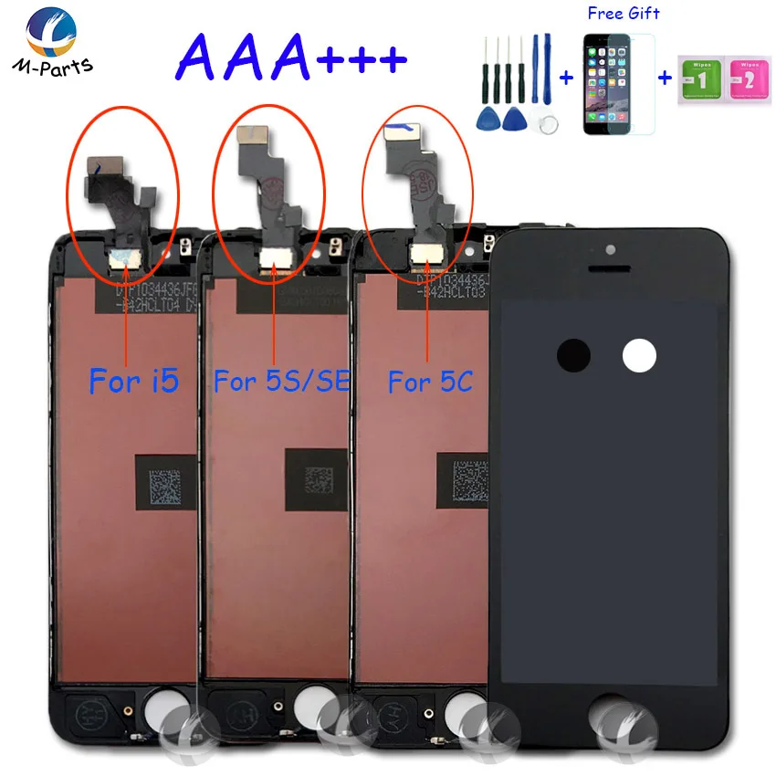 AAA +++ качественный черный/белый ЖК сенсорный экран дигитайзер в сборе для iPhone 5 5S 5C