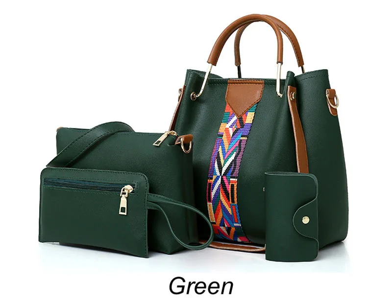 Green Мода 4 шт./компл. композитный мешок Дамские туфли из pu искусственной кожи Сумки дизайнерские Bolsa Feminina для девочек через плечо сумка через плечо Bolso Mujer Modis - Цвет: Green