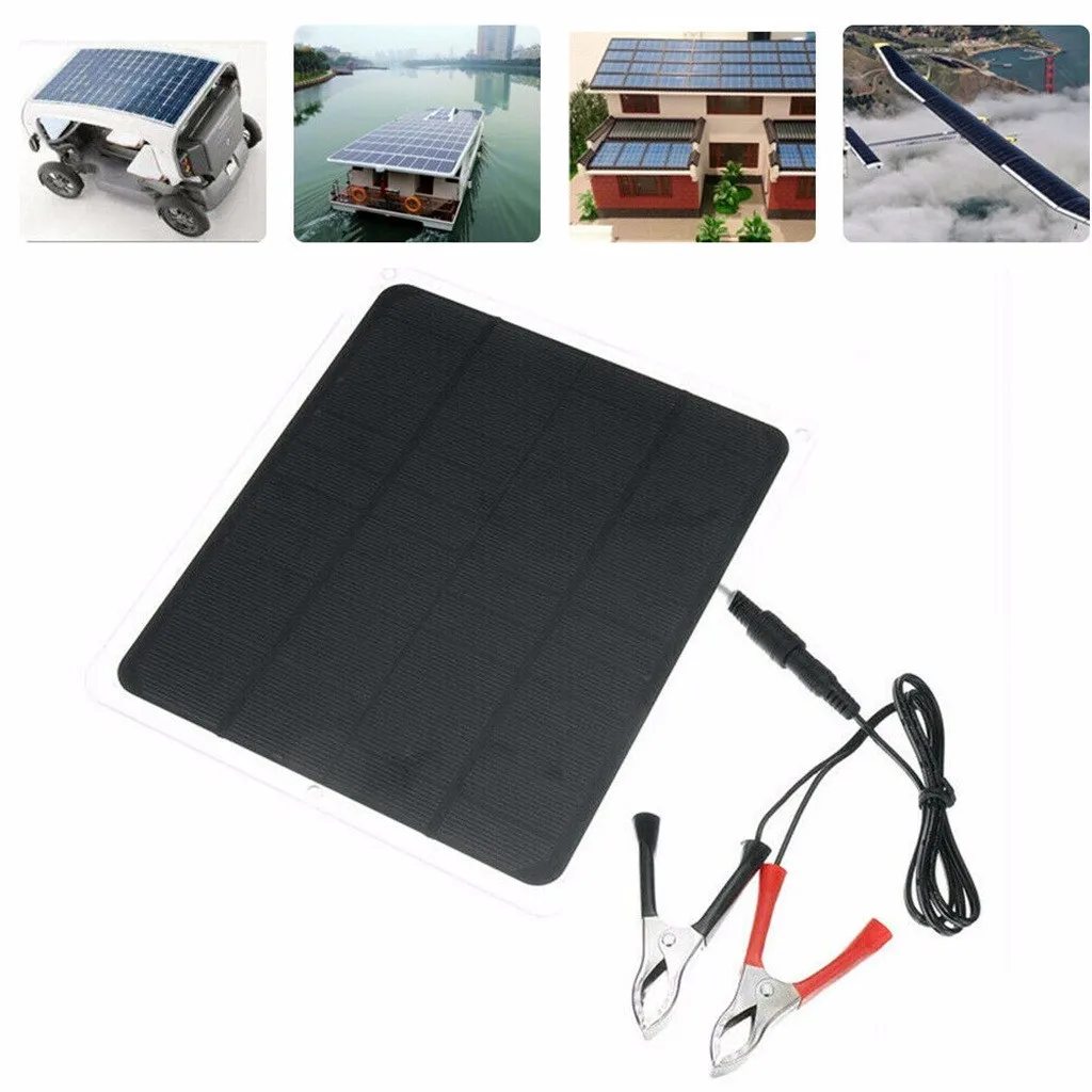 20W Solar Panel 12V / 5V Battery Charger For RV Boat Car Home Alligator Clip 2019 New Arrival Dropshipping | Инструменты