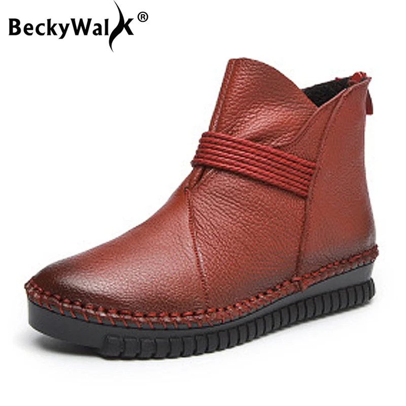 Женские ботинки мартинсы BeckyWalk зимняя обувь из натуральной кожи Женская