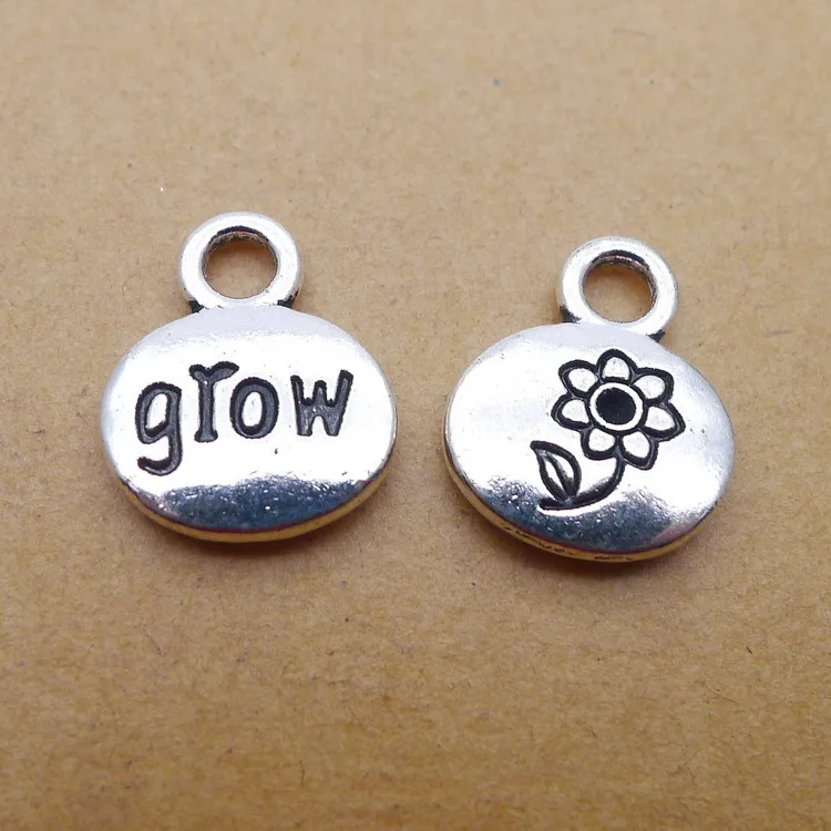 

100pcs Charm grow pendants 16*13mm Antique silver Handmade Jewelry findings Making DIY Supplies European Alloy accessories Hot