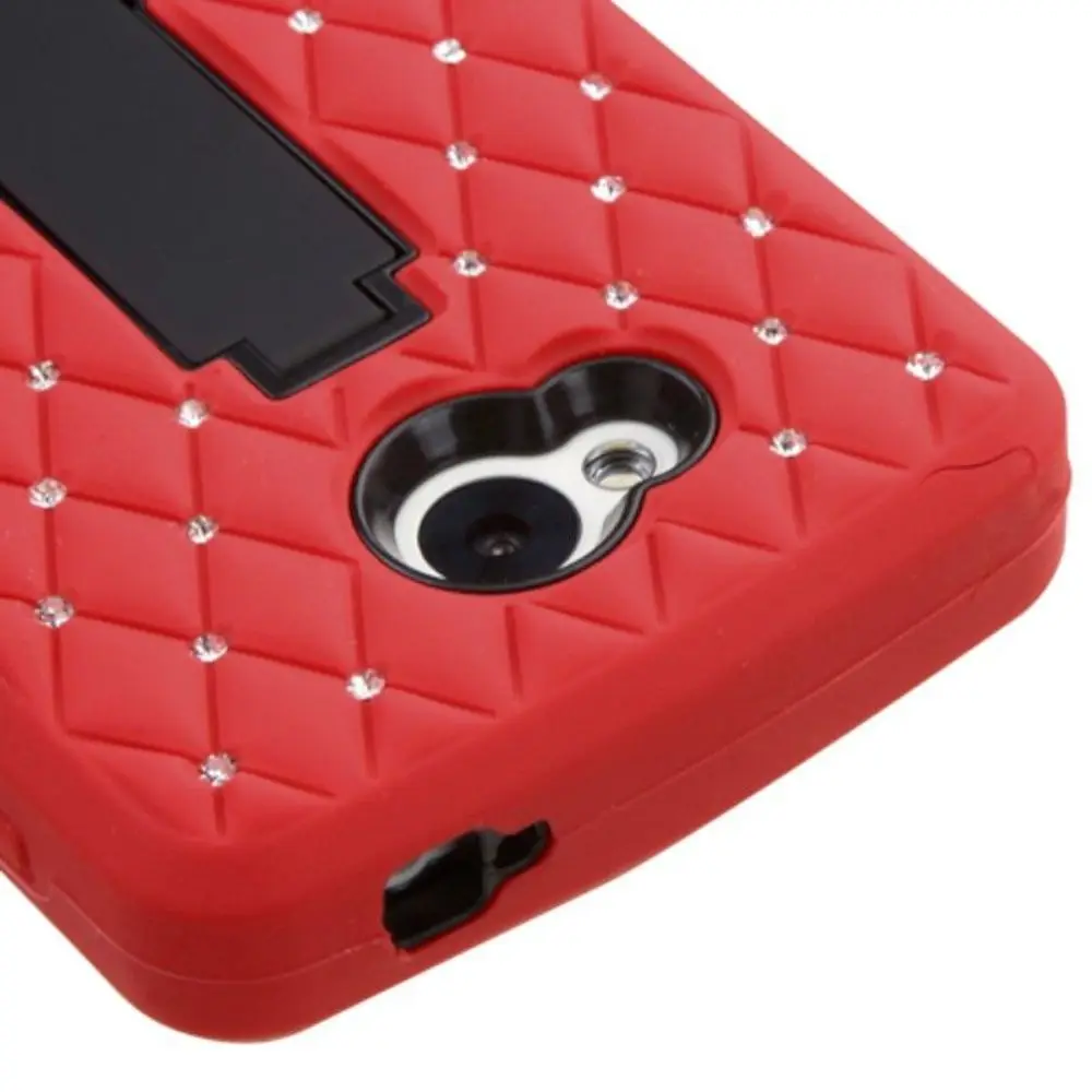For LG Optimus F60 Symbiosis Stand Diamond Bling Hybrid Hard Soft Case Cover |