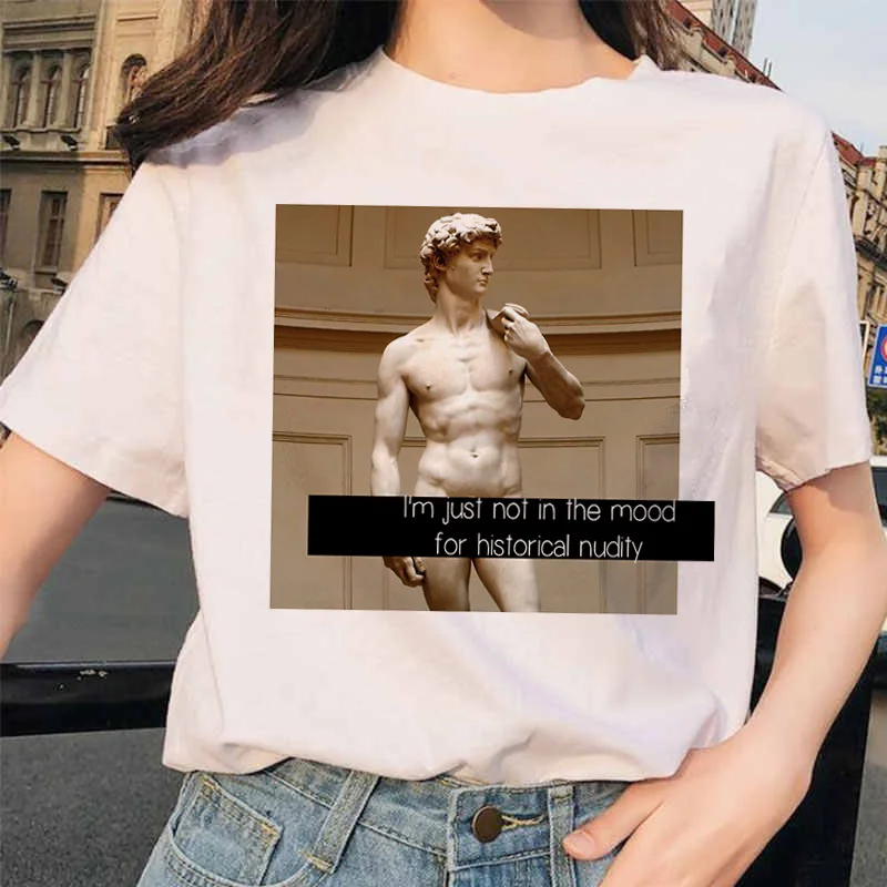 Michelangelo Vaporwave Футболка женская футболка женская Давид каваи корейский harajuku Графический ulzzang 90s эстетические рубашки