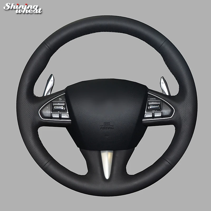 Блестящие пшеницы рука сшитый черный кожаный чехол рулевого колеса автомобиля