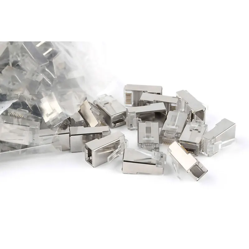 100 шт. экранированные металлические концы для сетей RJ45 Ethernet 8-контактные Разъемы