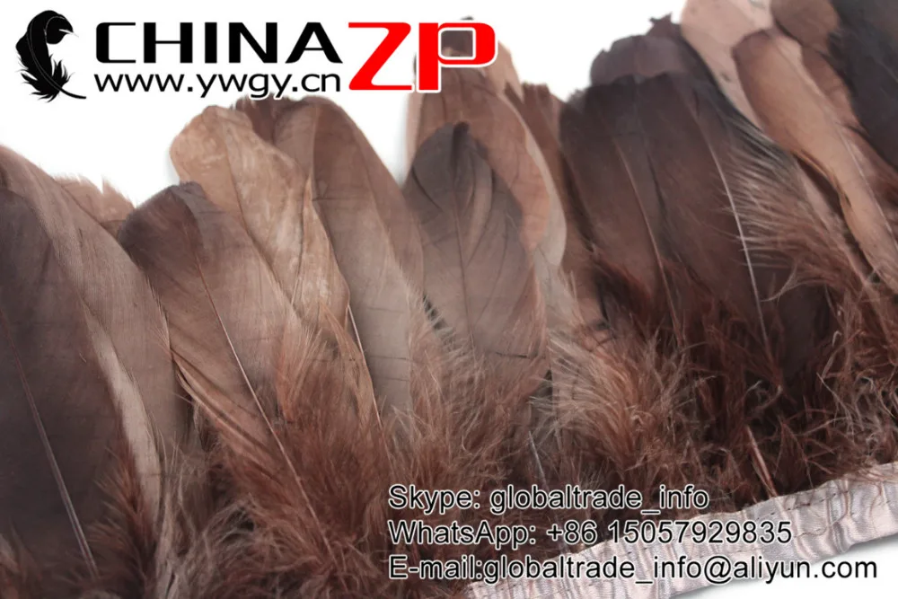 Уникальная окрашенная кофейная гусиная лента CHINAZP с атласной лентой по заводской