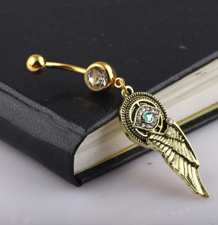 Кольцо для пирсинга пупка под Античное золото с крылом и |