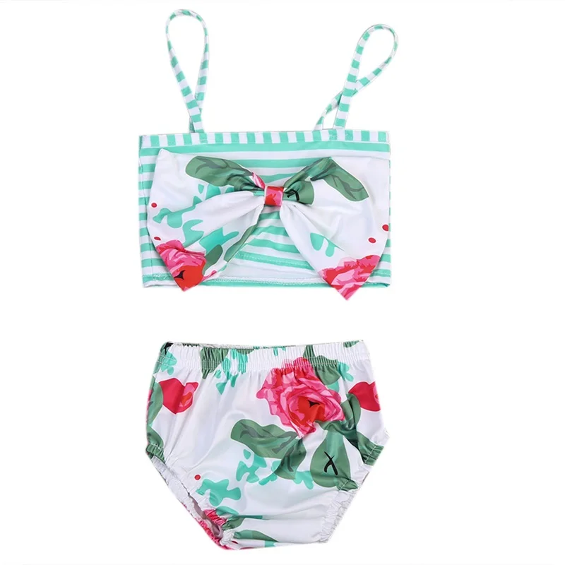 Детские Танкини с цветочным рисунком для маленьких девочек купальный костюм