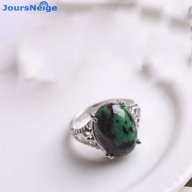 Кольцо из серебра S925 с красным и зеленым сокровищем регулируемое кольцо