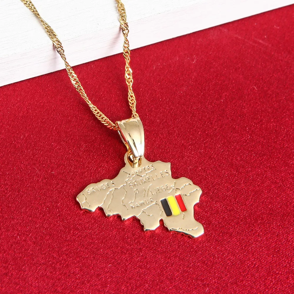 Женское и мужское ожерелье с изображением карты из Бельгии Национальный кулон в