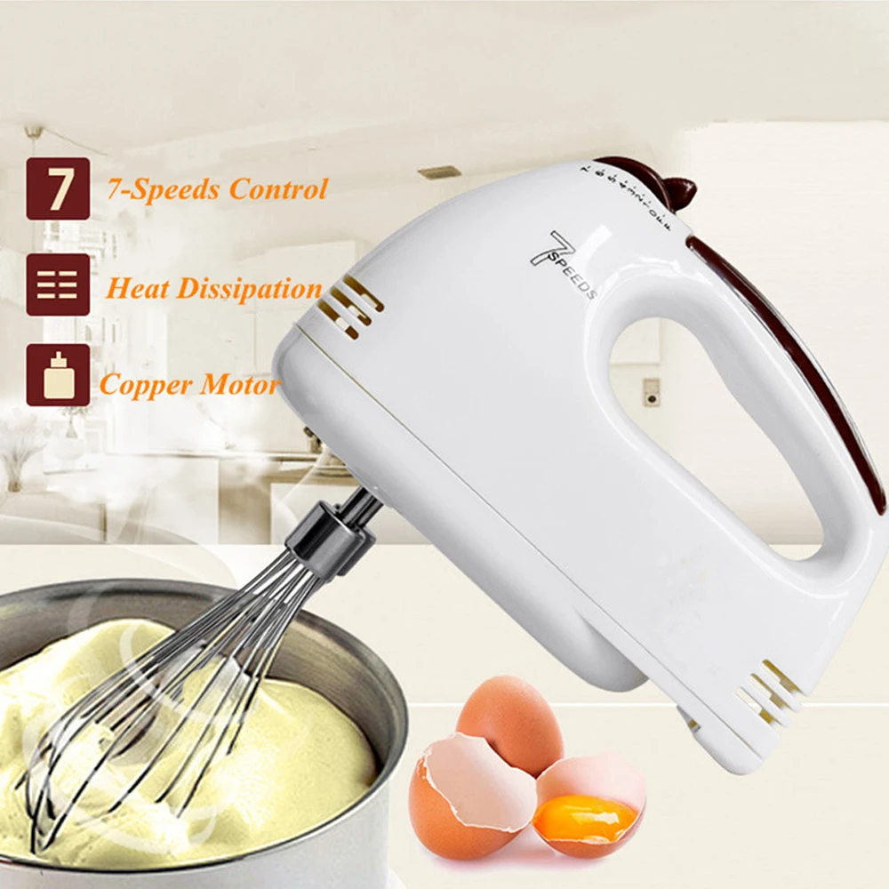 7 Speed Portable Electric Handheld Food Blender Double Whisk Eggs Mixer Batter Beater Kitchen Cake Baking Helper Cooking Tools | Дом и сад