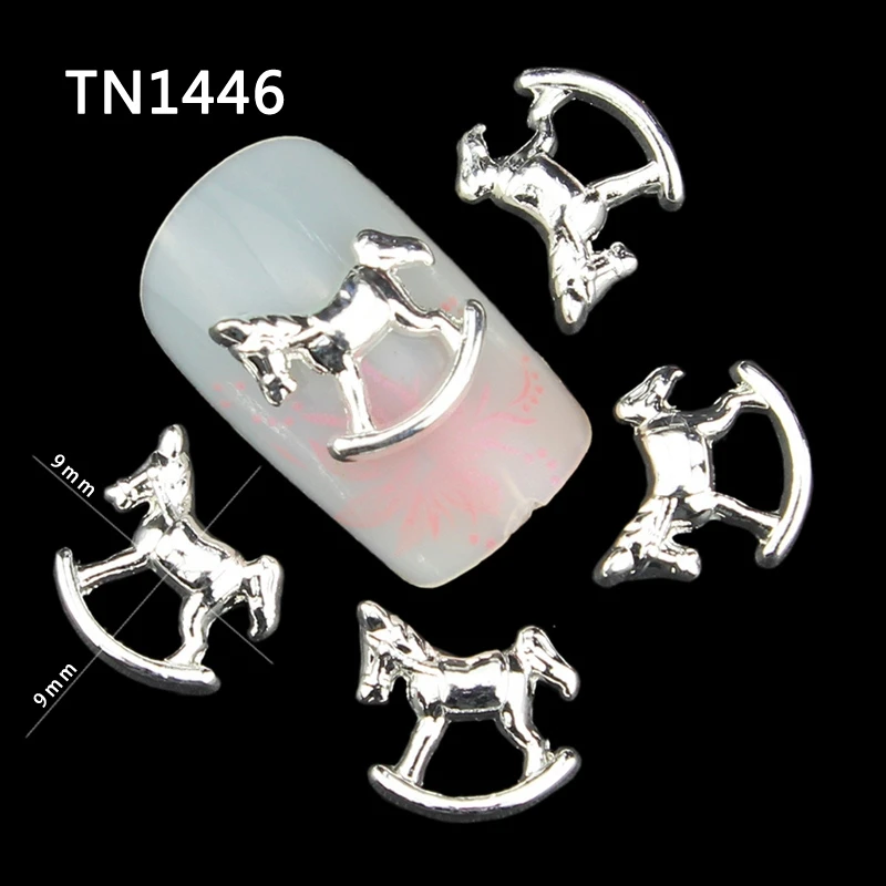 Blueness 10X Золото Серебро троянцы лошадь дизайн сплав амулеты для ногтей Советы