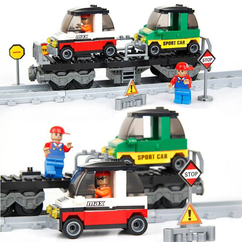 Ausini Строительный набор сделай сам Совместимость с lego city поезд 1050 3D блоки модель
