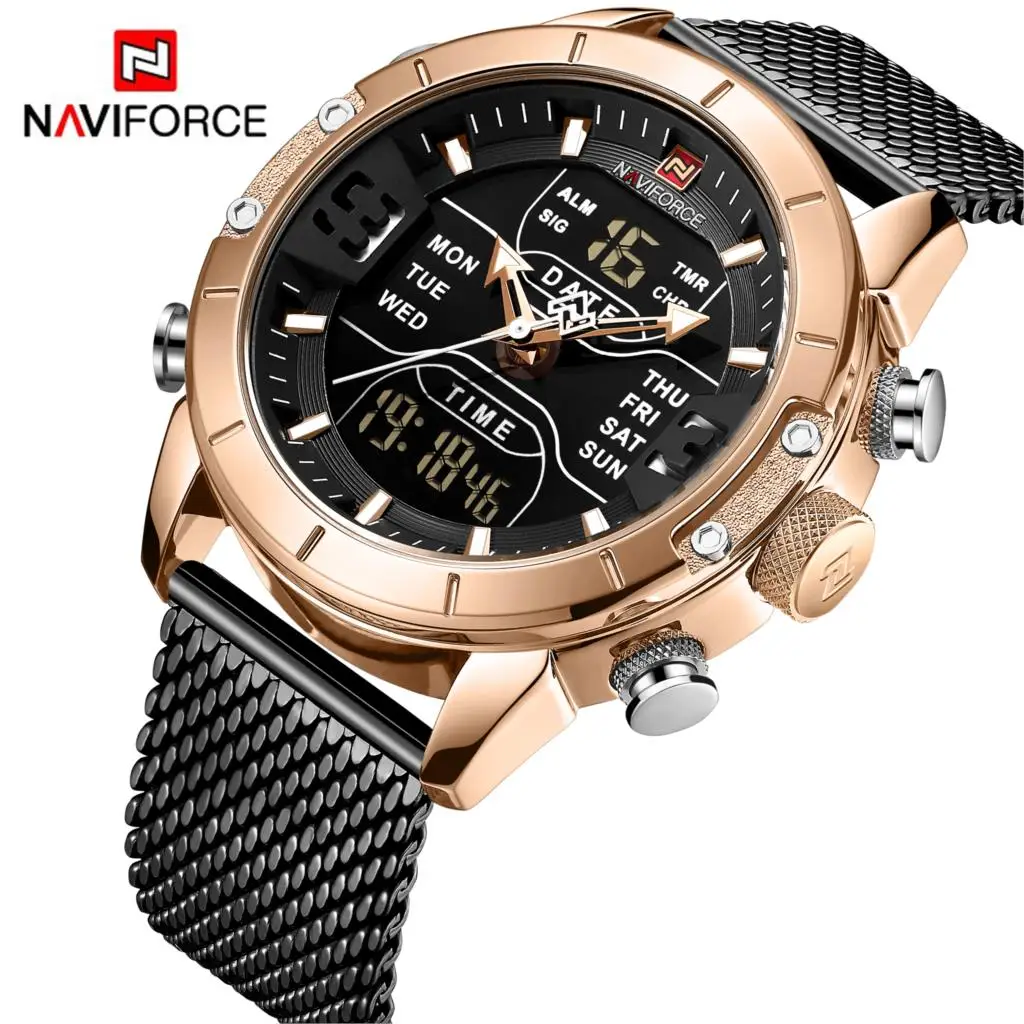 Часы наручные NAVIFORCE мужские в стиле милитари светодиодсветодиодный кварцевые