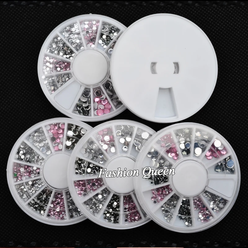 Прозрачные розовые и серые блестящие 3d Стразы для ногтевого дизайна