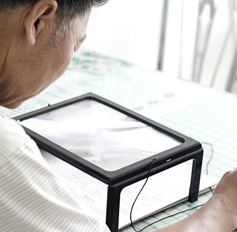 Настольная светодиодная увеличительное стекло с подсветкой большие линзы 3X лупа
