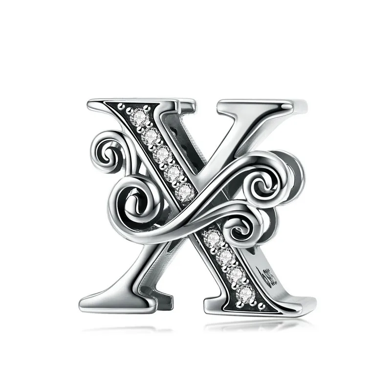 BSC030-X MYBEBOA 925 пробы серебряные буквы алфавит от A до Z бусины Подвески украшения аксессуары подходят Pandora Браслеты - Цвет: BSC030-X