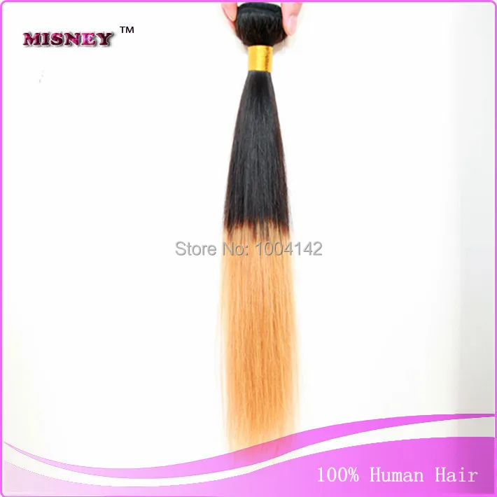 Hot Sale Ombre Brazilian Human Hair Weaving Straight 1pcs 10-34inch 100g/pcs Two Tone Color T1B/27 |