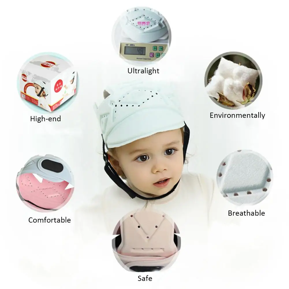 Baby anti-crash cap adjustable Learning Walking Anti-fall Head Protection Hat Cotton Child Safety Helmet | Детская одежда и обувь