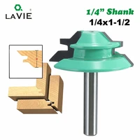 la vie 14 shank 1pc 45 degree lock miter router bit tenon milling cutter woodworking tool for wood machine tools mc01007
