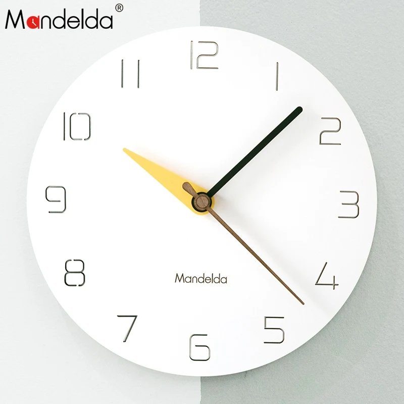 Mandelda DIY Современные Простые круглые кварцевые рекламные настенные часы для