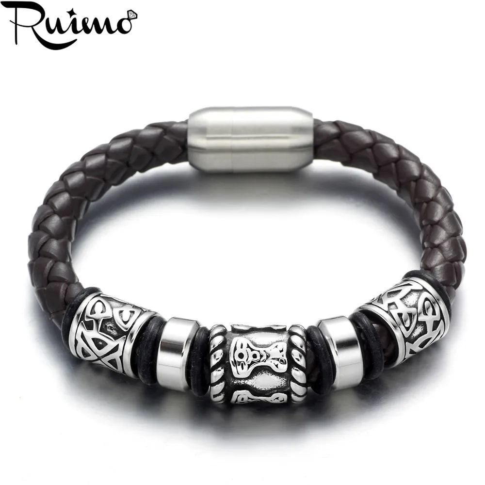 Браслет мужской из натуральной кожи с магнитной застежкой|men jewelry|bangle menbracelets bangles