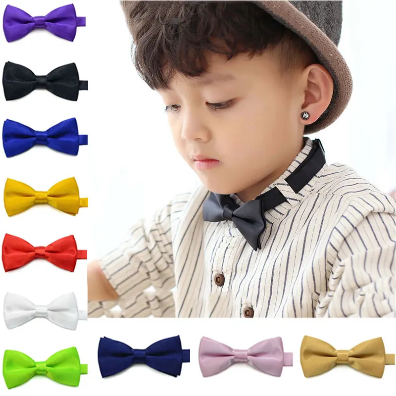 

2020 New Fashion Children Kids Boys Toddler Infant Solid Bowtie Pre Tied Wedding Bow Tie Necktie Gravata Regalos Para Hombre