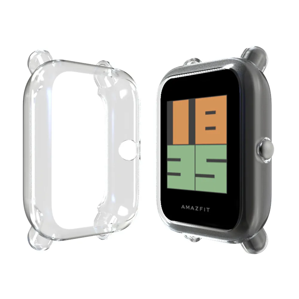 Clear Чехол для Huami Amazfit Bip Lite, чехол для часов, сменная крышка, защитная оболочка для Amazfit Bip, мягкий силиконовый чехол s, защита экрана - Цвет ремешка: Clear