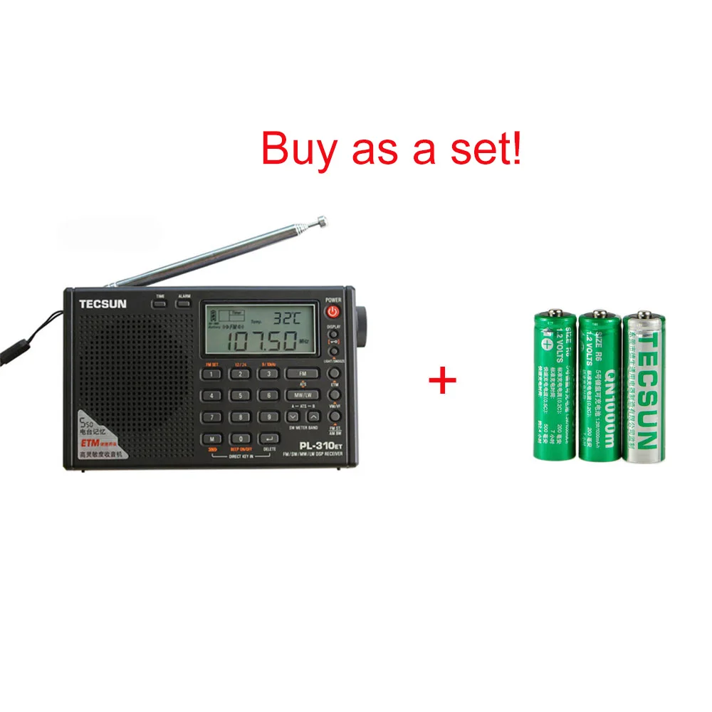 Black-Battery-3 Tecsun PL310ET, радиоприемник с широким диапазоном, цифровой демодулятор, FM / AM, стерео, радио TECSUN PL-310 - Цвет: Black-Battery-3