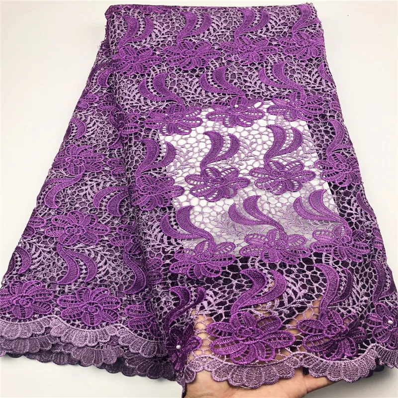 

2019 new African blue Lace Fabric 5 yard High Quality cord lace Water Soluble Nigerian lace fabric for party CHYG1 (12)