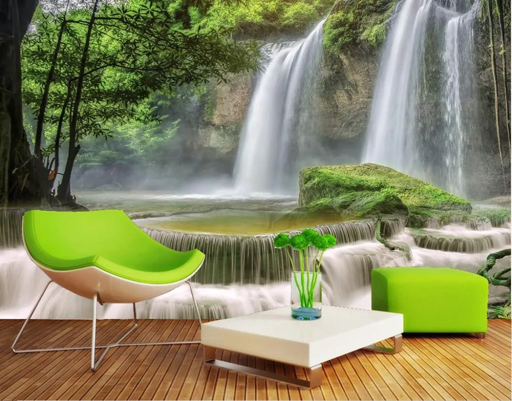 3d красивые новые обои для стен водопад с пейзажем гостиная стен|3d wallpaper murals|wallpaper