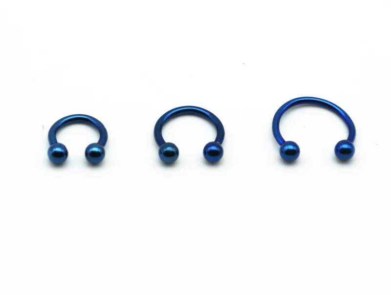 

Blue Horseshoe 316L Surgical Steel Nose Labret Ear Piercing Hoop Ring Eyebrow Universal 16G 3 size can choose