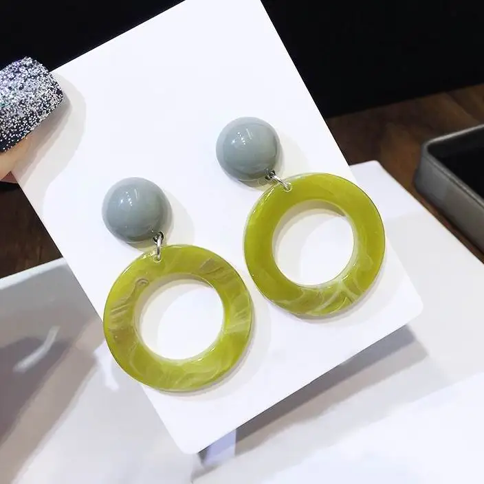 MENGJIQIAO 2018 New Korean Statement Acrylic Circle Big Earrings For Women Bijoux Vintage Geometric Dangle Pendientes Mujer Moda | Украшения