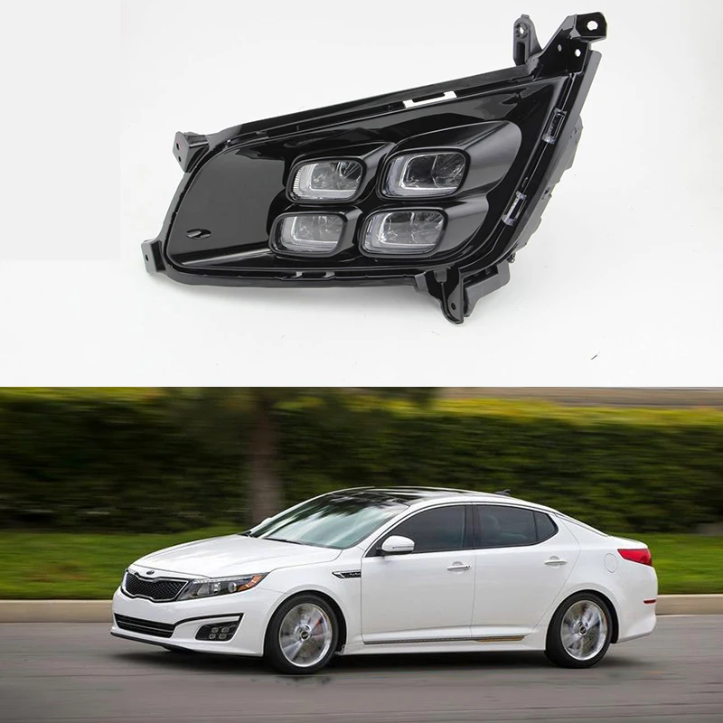 Автомобильный мигающий 2 шт. светодиодный DRL Для Kia Optima K5 2013 противотуманная фара крышка дневные ходовые огни с желтым сигналом поворота