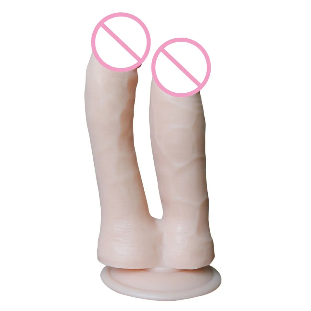 Двойной фаллоимитатор головое окончание проникновения пенис Реалистичная