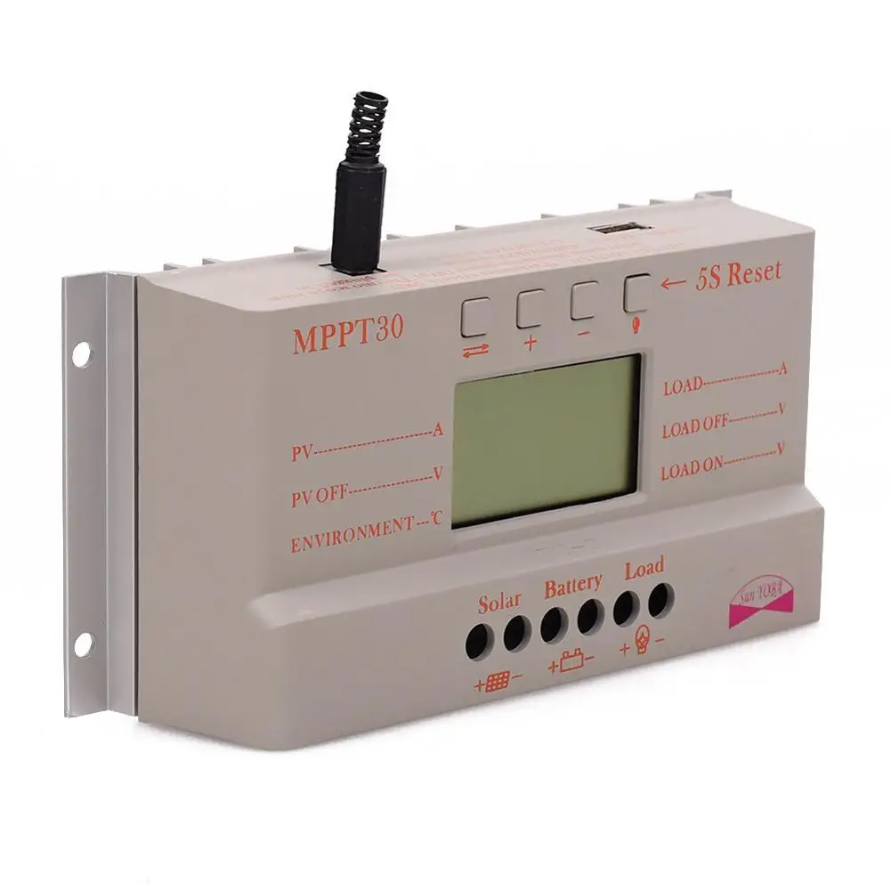 USB максимальной точкой мощности Солнечный контроллер заряда 30A с Выход 12V 24V