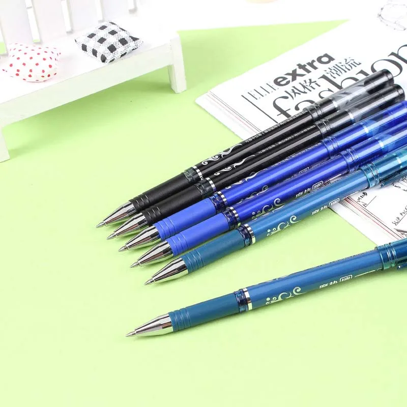 12 шт./лот стираемая ручка для школы синяя черная чернильная Волшебная 0 5 гелевая