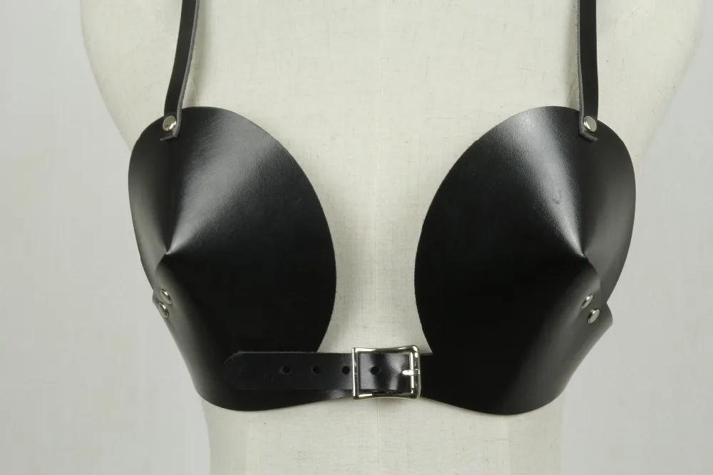 genuine leather Bra women's 2015 new design fashion sexy Bullet buckled adjustable black body breast harness free shipping | Аксессуары