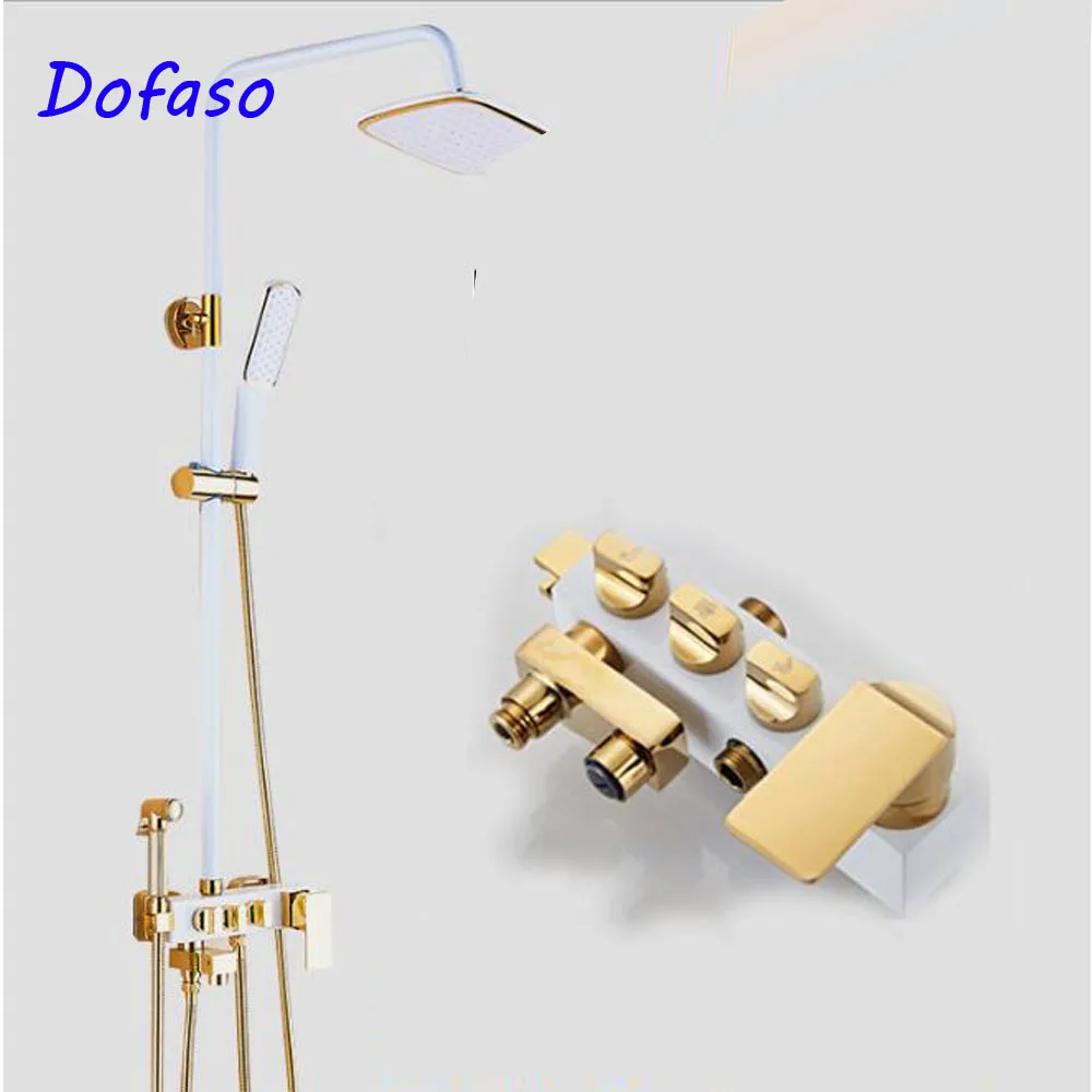 Dofaso роскошный Европейский ретро черный/золотой/белый дождевой Душ в комплекте