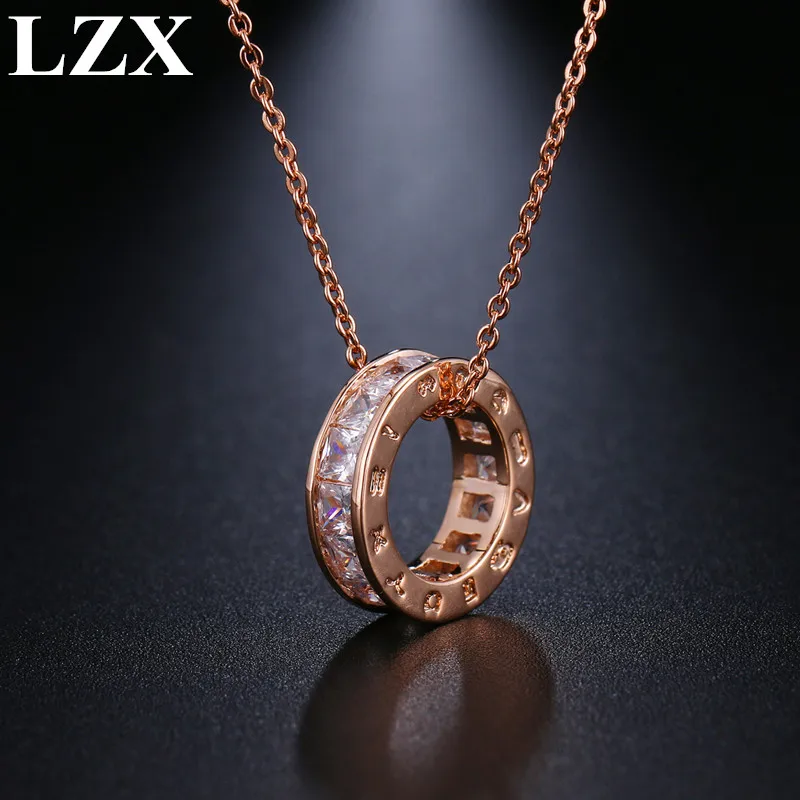 Мужские ожерелья LZX цвета белого/розового/шампанского кулон с фианитом ожерелье