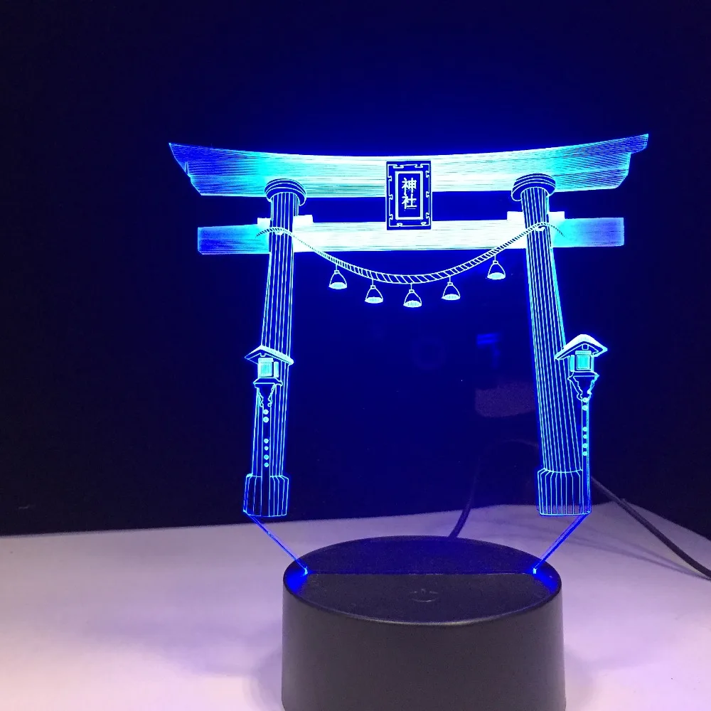 Японский Храм тороро USB 3D светодиодный ночной Светильник многоцветный RGB