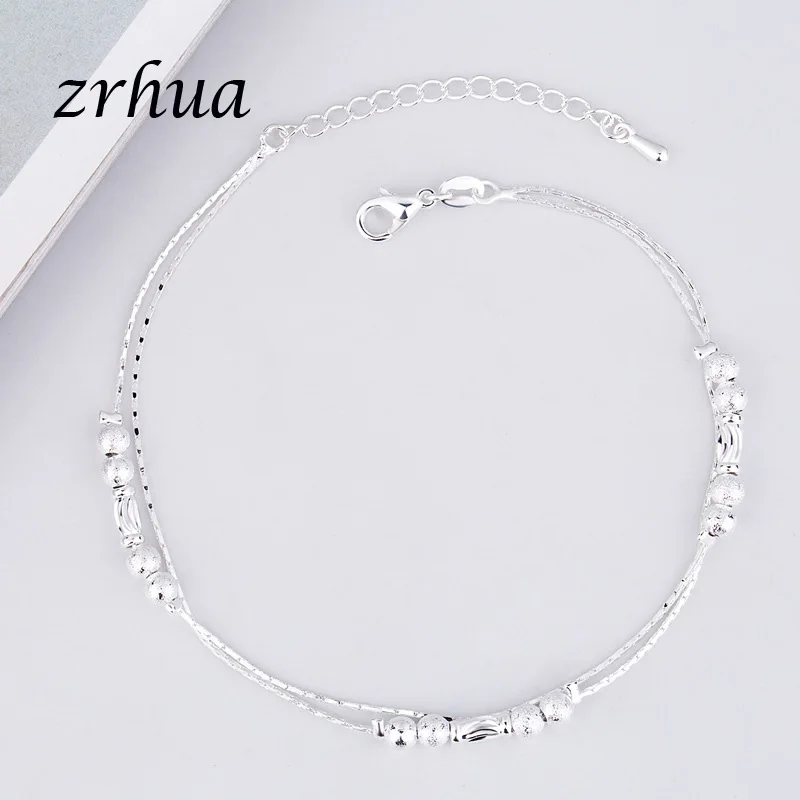 ZRHUA, Ретро стиль, мода 925, Серебряные ножные браслеты для женщин, богемный, летний, пляжный, сглаза, цепочка, браслет, ювелирные изделия для ног,, подарки
