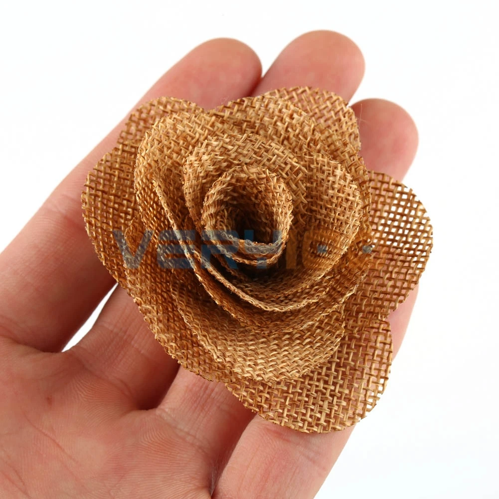 Новинка 6X ручная работа Hessian Burlap розы потертые шикарные цветы деревенский