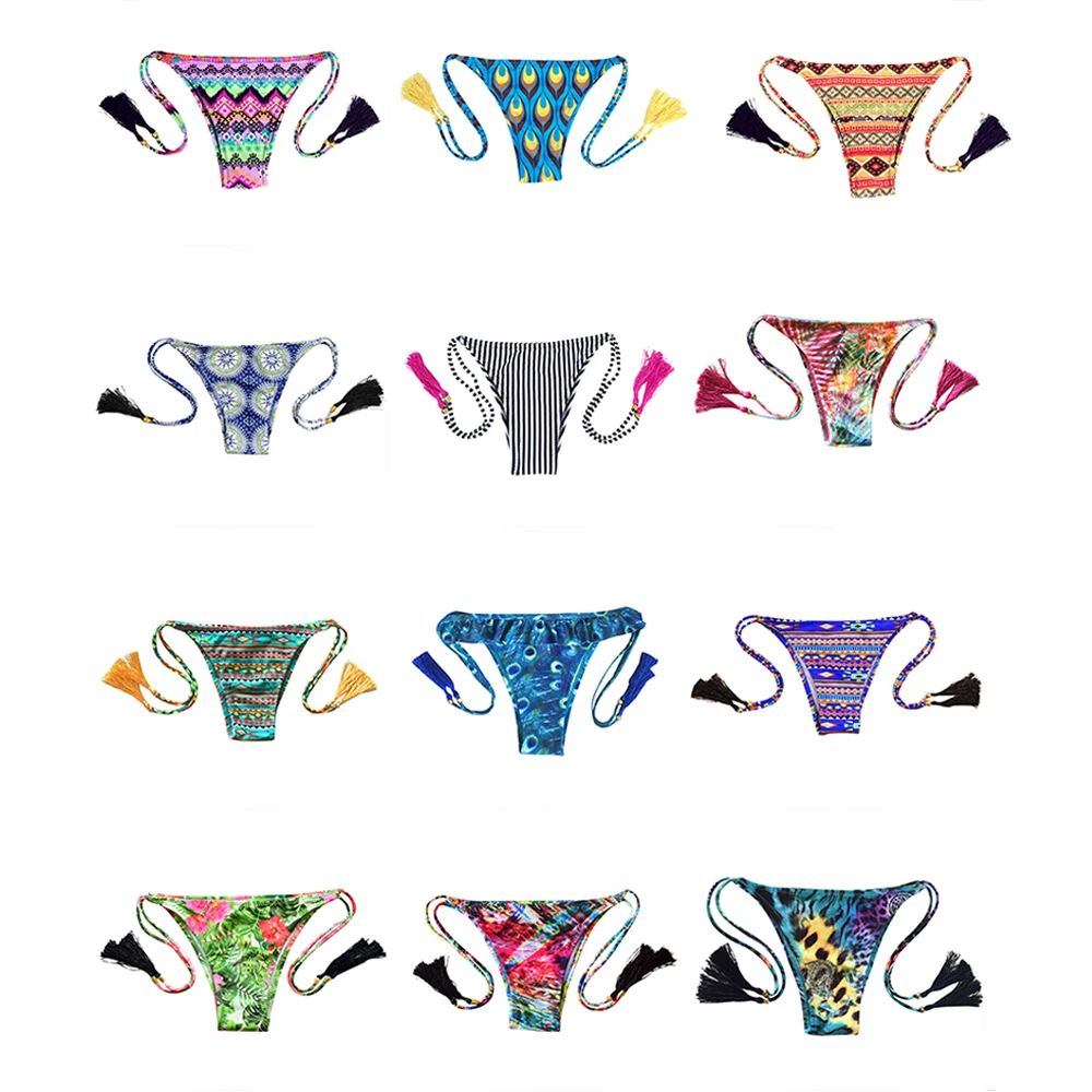 Женский купальник трусики бикини с регулируемыми завязками по бокам бразильские