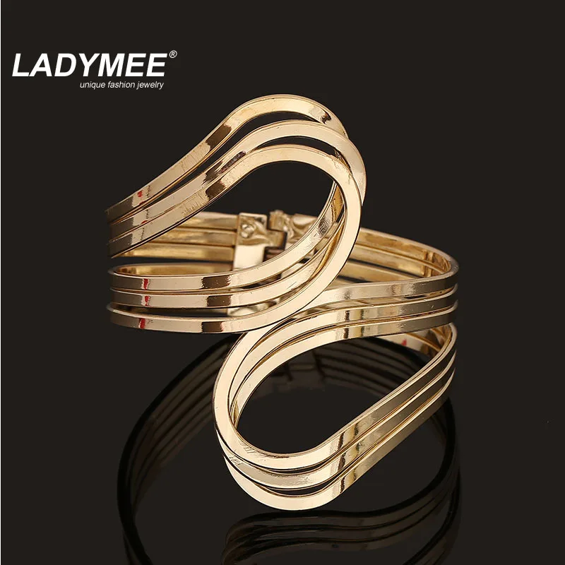 LADYMEE Bracelet Cuff Bangles Thick Metal High Quality Twist Spring Opened Bangle Bracelets for Women Statement Jewelry | Украшения и